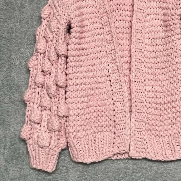 Chicwish Sweater M/L Pink Longline Cardigan Chunky Pom Pom Cuteness‎ On Sleeves - Picture 3 of 12